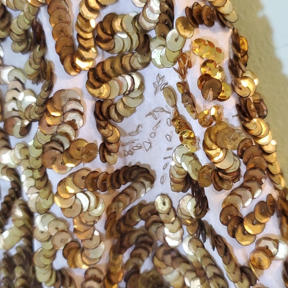 Alice + Olivia Gold Sequins Ivory Silk Mini Skirt - Picture 9 of 10